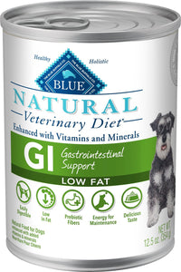 Blue Buffalo Natural Veterinary Diet GI Gastrointestinal Support Low Fat Canned Dog Food, 12.5-oz.